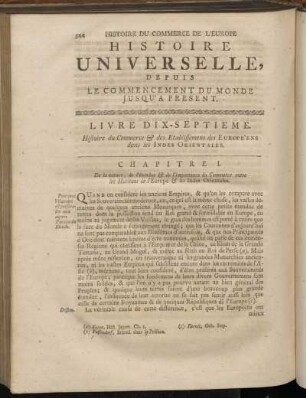 Livre Dix-Septieme. Histoire du Commerce & des Etablissemens des Européens dans les Indes Orientales.