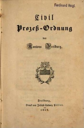 Civil Prozess-Ordnung des Kantons Freiburg
