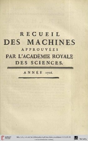 Recueil des Machines Année 1716