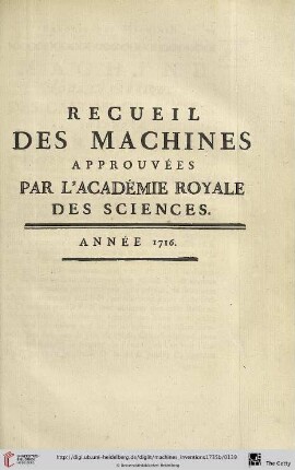 Recueil des Machines Année 1716