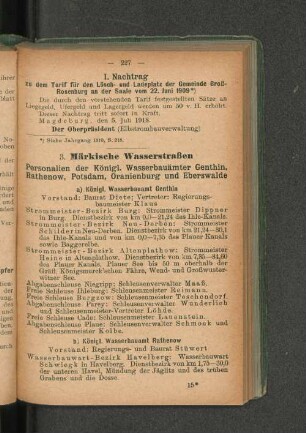 b) Königl. Wasserbauamt Rathenow
