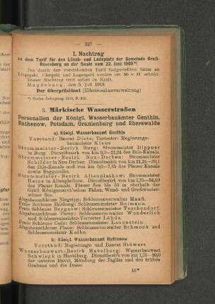 b) Königl. Wasserbauamt Rathenow