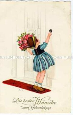 Glückwunschkarte zum Geburtstag mit Blumenmädchen