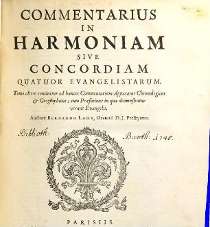 Commentarius In Harmoniam Sive Concordiam Quatuor Evangelistarum