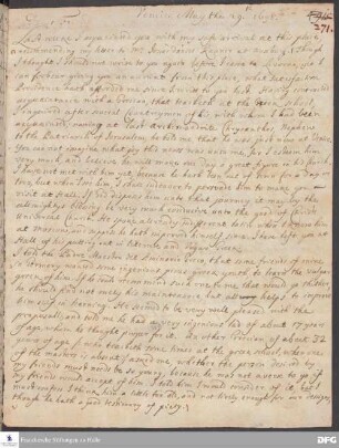 Brief von Heinrich Wilhelm Ludolf an August Hermann Francke.