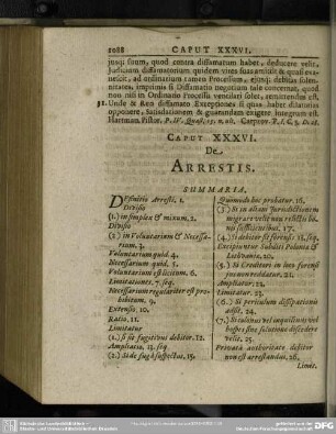 Caput XXXVI. De Arrestis