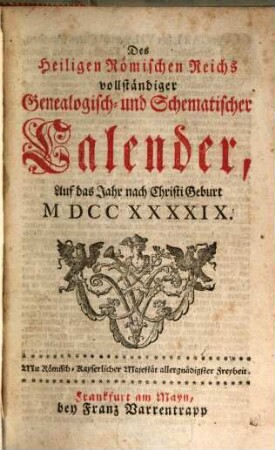 Neues Genealogisch-Schematisches Reichs- und Staats-Handbuch vor das Jahr .... 1749, 1749