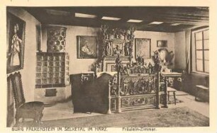 Ansichtskarte: Burg Falkenstein im Selketal. Fräulein-Zimmer.