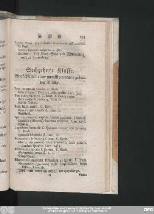 Sechzehnte Klasse. Gewächse mit einer unvollkommenen geballten Blüthe.