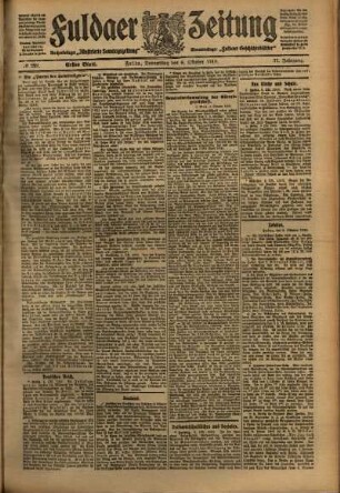 Erste Ausgabe vom Donnerstag, den 06. Oktober 1910.