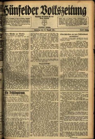 Ausgabe vom Samstag, den 13. August 1921.