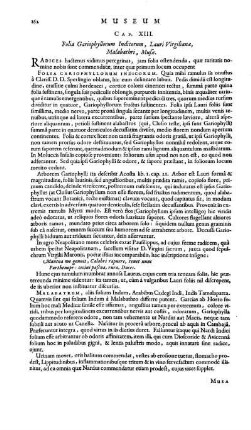 Cap. XIII. Folia Gariophyllorum Indicorum, Lauri Virgilianae, Malabathri, Musae