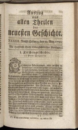 XXXIIII. Nachl. Coburg, den 22. Aug. 1750.