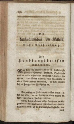 Des kaufmännischen Briefstellers Erste Abtheilung. Von Handlungsbriefen insonderheit