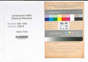 Entnazifizierung Fritz Hans, geb. 04.12.1912 (Buchhalter)