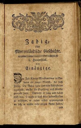 I. Hauptstück der Einäugige. - IX. Hauptstück, die Sclaverey.