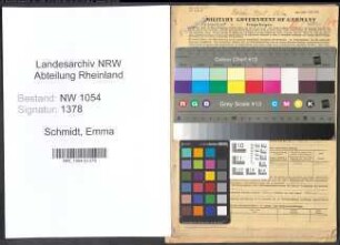 Entnazifizierung Emma Schmidt , geb. 27.05.1883 (Postbeamtin)