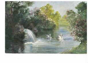 Schwanenteich mit Wasserfall