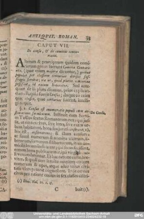 Caput VII. De censu, & de comitiis centuriatis.