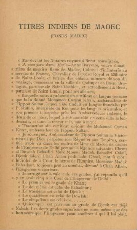 Titres indiens de Madec