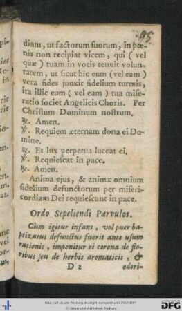 Ordo Sepeliendi Parvulos.