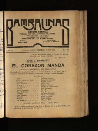 El corazón manda : comedia dramática en tres actos