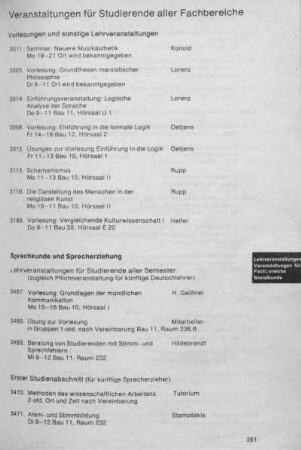 Veranstaltungen für Studierende aller Fachbereiche