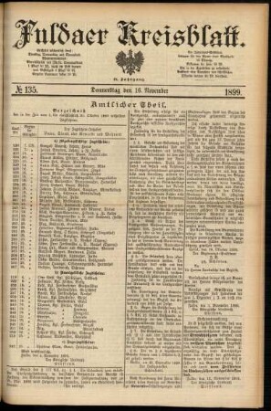 Erste Ausgabe vom Donnerstag, den 16. November 1899.
