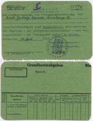 Flüchtlingsausweis der Stadt Ahlen - Personenkonvolut