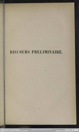 Discours Préliminaire
