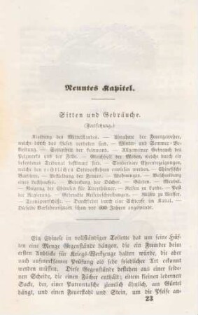 Neuntes Kapitel. Sitten und Gebräuche (Fortsetzung)