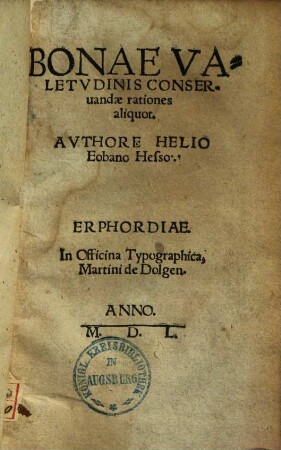 Bonae valetudinis conservandae rationes aliquot