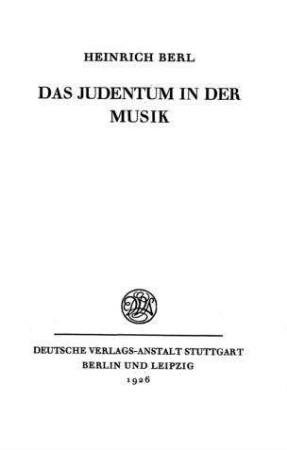 Das Judentum in der Musik / von Heinrich Berl