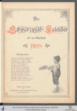 Der Schwarzwald-Kalender: ... für das Schaltjahr 1908