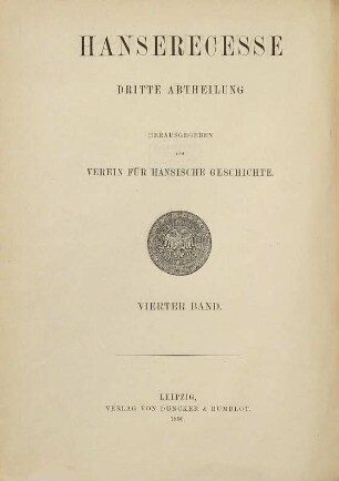 Hanserecesse, 3,4. Von 1477 - 1530 ; Bd. 4, [1497 - 1504]