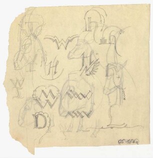 Kalligrafiestudien, Monogramme und Initialen : Skizzen zu W H M D als Monogramme oder Initiale