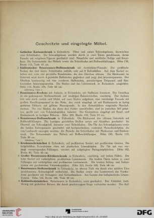 Geschnitzte und eingelegte Möbel (Nr. 1-108)