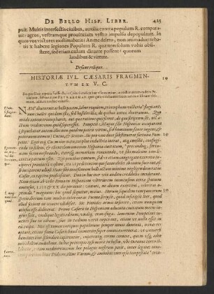 Historiae Iul. Caesaris Fragmentum Ex V. C.