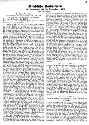 Kirchliche Nachrichten : 11. November bis 10. Dezember 1929