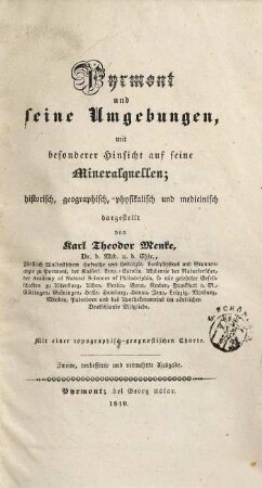 Pyrmont und seine Umgebungen : mit besonderer Hinsicht auf seine Mineralquellen