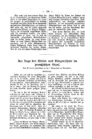 Zur Lage der Mittel- und Bürgerschulen im preußischen Staat : (Fortsetzung)