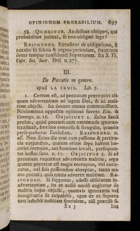 697-732, III. De Peccatis in genere - IV. De Decalogo