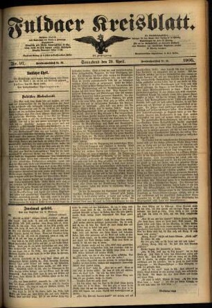 Ausgabe vom Samstag, den 29. April 1905.