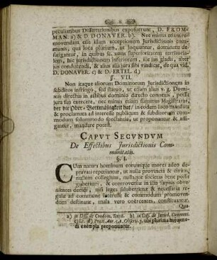 Caput Secundum. De Effectibus Jurisdictionis Communitatis.