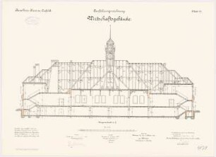 Kavallerie-Kaserne, Krefeld Wirtschaftsgebäude: Längenschnitt 1:100