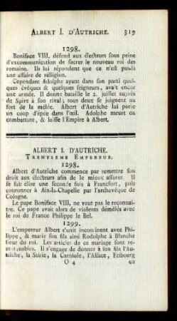 Albert I. D'Autriche. Trentieme Empereur.