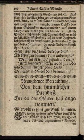 Neunzehende Betrachtung. Von dem himmlischen Paradieß.