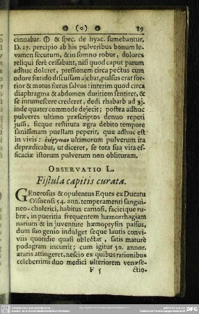 Observatio L. Fistula capitis curata