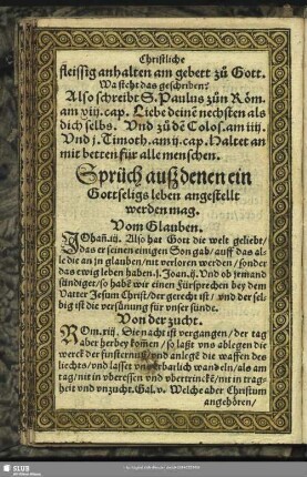 Sprüch ausz denen ein Gottseligs leben angestellt werden mag