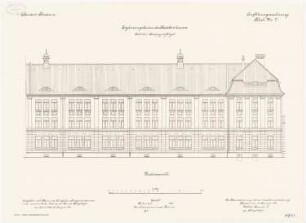 Kadettenhaus der Garnison Potsdam Ergänzungsbauten: Östlicher Kompanieflügel: Aufriss Vorderansicht 1:100